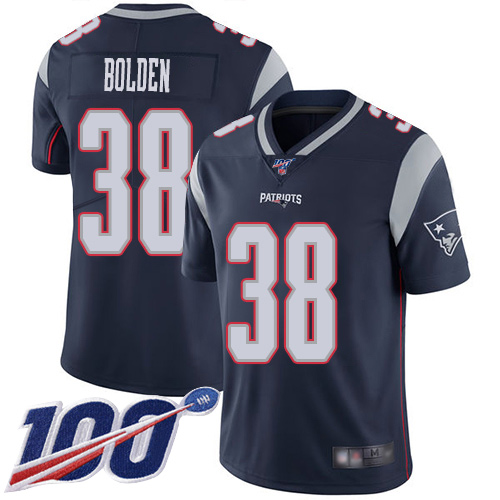 New England Patriots Football #38 100th Limited Navy Blue Men Brandon Bolden Home NFL Jersey->youth nfl jersey->Youth Jersey